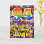 94e verjaardag; bijtende herfst; regenboog "94" kaart (Gele Bloem)