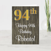 94e verjaardag: Elegant Faux Gold Kijk #, Faux Woo Kaart (Voorkant)