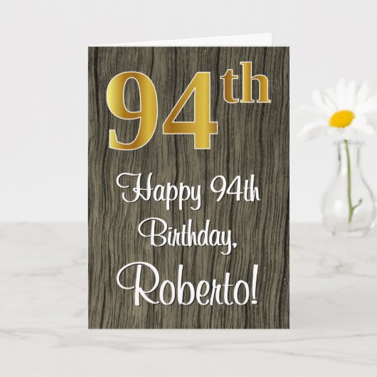 94e verjaardag: Elegant Faux Gold Kijk #, Faux Woo Kaart (Kleine Plant)