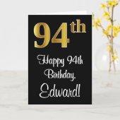 94e verjaardag ~ Elegant Luxe Faux Gold Look # Kaart (Gele Bloem)