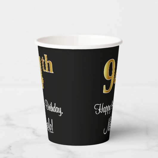 94e verjaardag - Elegante luxe Faux Gold look # Papieren Bekers (Links)