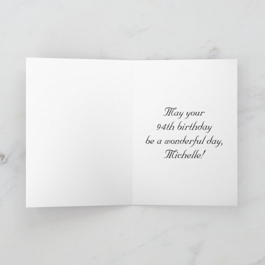 94e verjaardag: Fancy, elegant script + aangepaste Kaart (Binnen)