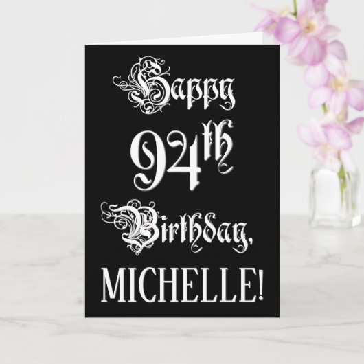 94e verjaardag: Fancy, elegant script + aangepaste Kaart (Orchidee)