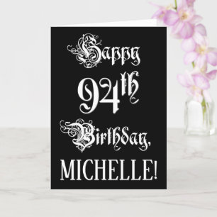 94e verjaardag: Fancy, elegant script + aangepaste Kaart