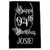 94e verjaardag: Fancy, elegant script + aangepaste Medium Cadeauzakje (Voorkant)