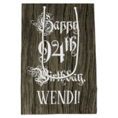 94e verjaardag: Fancy, Faux Wood Kijk + Aangepaste Medium Cadeauzakje (Achterkant)