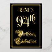 94e verjaardag — Fancy script en aangepaste naam Folie Uitnodiging (Voorkant)