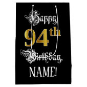 94e verjaardag ~ Fancy script; Faux Gold look; naa Medium Cadeauzakje (Achterkant)