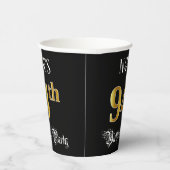 94e verjaardag — Fancy script, Faux Gold look Papieren Bekers (Rechts)