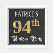 94e verjaardag — Fancy script, Faux Gold look Servet (Voorkant)