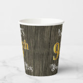 94e verjaardag — Faux Gold & Faux Wood Papieren Bekers (Links)