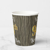 94e verjaardag — Faux Gold & Faux Wood Papieren Bekers (Rechts)