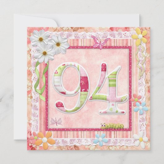 94e verjaardag feest scrapbooking stijl kaart (Voorkant)