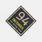 94e verjaardag: Floral Flowers Number, Custom Name Servet (Hoek)