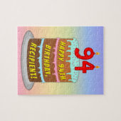 94e verjaardag: Fun Cake and Candles + Custom Name Legpuzzel (Horizontaal)