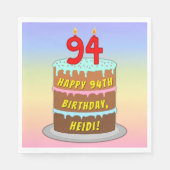 94e verjaardag: Fun Cake and Candles + Custom Name Servet (Voorkant)