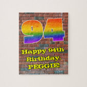 94e verjaardag: Fun Graffiti-geïnspireerde regenbo Legpuzzel (Verticaal)