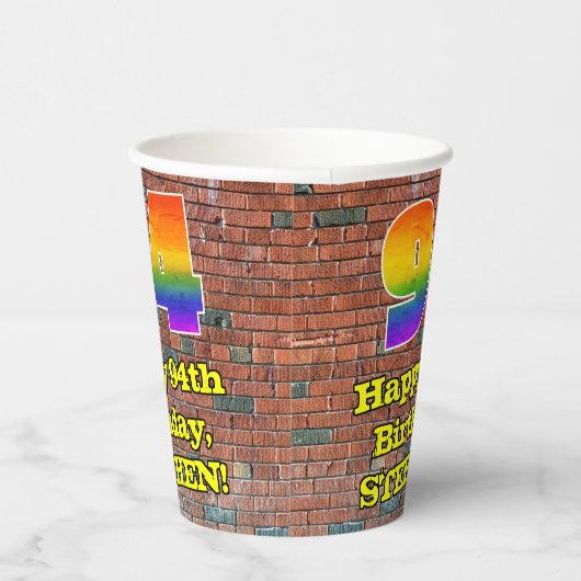 94e verjaardag: Fun Graffiti-geïnspireerde regenbo Papieren Bekers (Rechts)