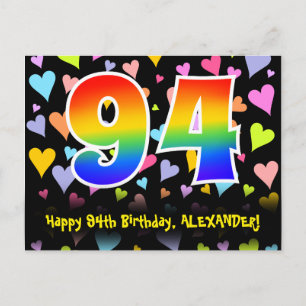 94e verjaardag: Fun Hearts-patroon, Regenboog 94 Briefkaart