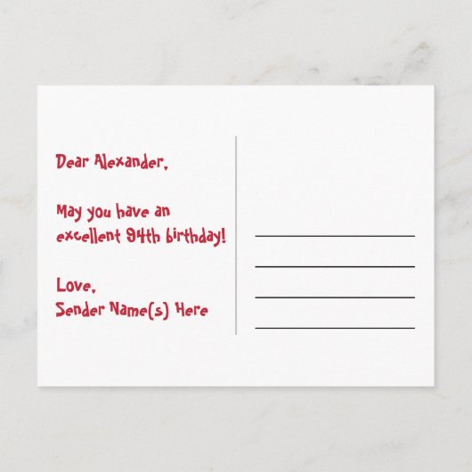 94e verjaardag: Fun Hearts Pattern, Rainbow 94 Briefkaart (Achterkant)