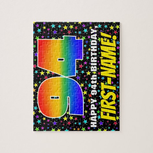 94e verjaardag — Fun, kleurrijk Star Field Pattern Legpuzzel (Verticaal)