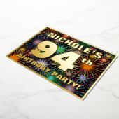 94e verjaardag — Fun, kleurrijke Fireworks look Folie Uitnodiging (Gedraaid)