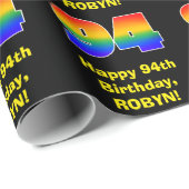 94e verjaardag: Fun, kleurrijke regenboog geïnspir Cadeaupapier (Rol Hoek)