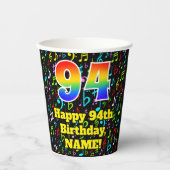 94e verjaardag: Fun Muzieknoten Pattern, Rainbow 9 Papieren Bekers (Voorkant)