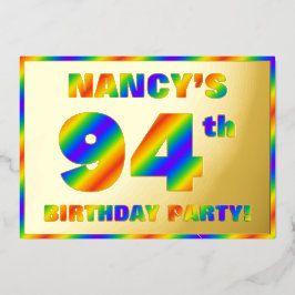 94e verjaardag - Fun, regenboogspectrum "94" Folie Uitnodiging