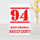 94e verjaardag: Fun, rode rubber stempel geïnspire Kaart (Gele Bloem)