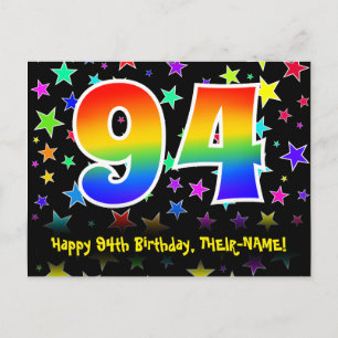 94e Verjaardag: Fun Stars Patroon, Regenboog 94, N Briefkaart