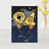 94e verjaardag Gold Mylar ballon en Confetti Card Kaart (Gele Bloem)