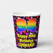 94e verjaardag: Het liefhebbende Kunstpatroon, Reg Papieren Bekers (Achterkant)