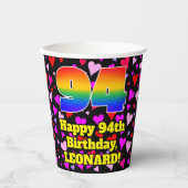 94e verjaardag: Het liefhebbende Kunstpatroon, Reg Papieren Bekers (Voorkant)