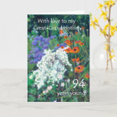 94e verjaardag Kaart voor overgrootmoeder - Tuin (Gele Bloem)