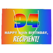 94e verjaardag: kleurrijk, vun regenboogpatroon # groot cadeauzakje (Achterkant)