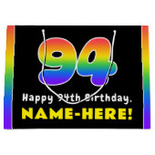 94e verjaardag: kleurrijke regenboog # 94, aangepa groot cadeauzakje (Voorkant)