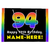 94e verjaardag: kleurrijke regenboog # 94, aangepa groot cadeauzakje (Achterkant)