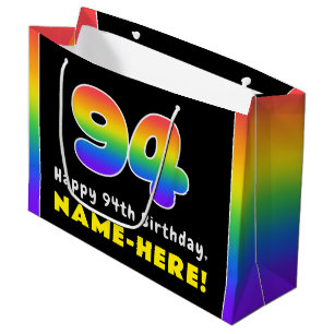 94e verjaardag: kleurrijke regenboog # 94, aangepa groot cadeauzakje