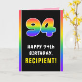 94e verjaardag: kleurrijke regenboog # 94, aangepa kaart (Gele Bloem)