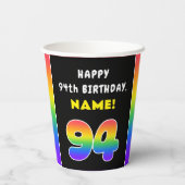 94e verjaardag: kleurrijke regenboog # 94, aangepa papieren bekers (Achterkant)
