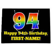 94e verjaardag ~ Leuk, Kleurrijk, Levendig, Regenb Groot Cadeauzakje (Voorkant)