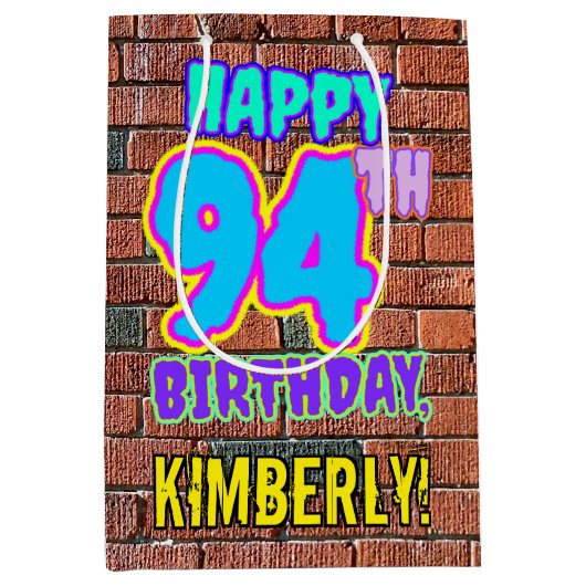 94e verjaardag: Leuk, Urban Graffiti geïnspireerd  Medium Cadeauzakje (Voorkant)