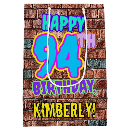 94e verjaardag: Leuk, Urban Graffiti geïnspireerd  Medium Cadeauzakje (Achterkant)