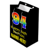 94e verjaardag: Leuk, Vet, Kleurrijk, Regenboog "9 Medium Cadeauzakje (Voorkant Gekanteld)