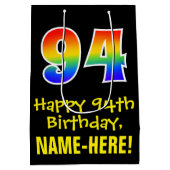 94e verjaardag: Leuk, Vet, Kleurrijk, Regenboog "9 Medium Cadeauzakje (Achterkant)