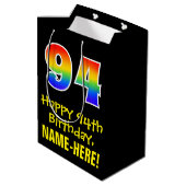 94e verjaardag: Leuk, Vet, Kleurrijk, Regenboog "9 Medium Cadeauzakje (Achterkant Gekanteld)