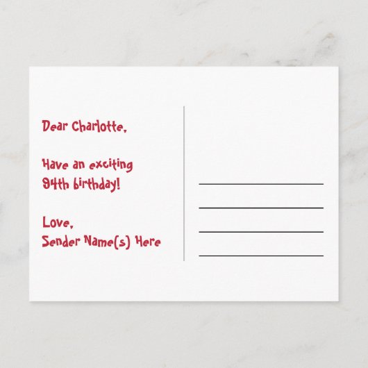 94e verjaardag - Leuk vuurwerkpatroon + Regenboog  Briefkaart (Achterkant)