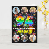 94e verjaardag: Leuke regenboog #, Aangepaste naam Kaart (Gele Bloem)