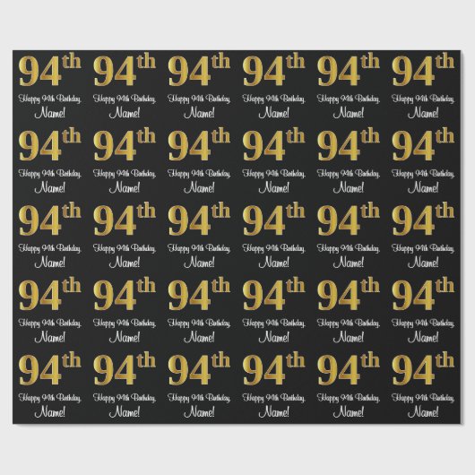 94e verjaardag: luxe luxueuze Faux Gold-look # Cadeaupapier (Vlak)